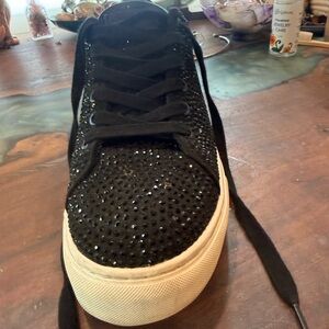 Kurt Geiger Black Crystal-Studded Platform Sneaker